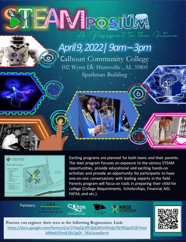 STEAMposium, passport to the future for teens this Saturday, April 9th at Huntsville campus